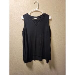 Charming Charlie Black Cold Shoulder Blouse Size Large